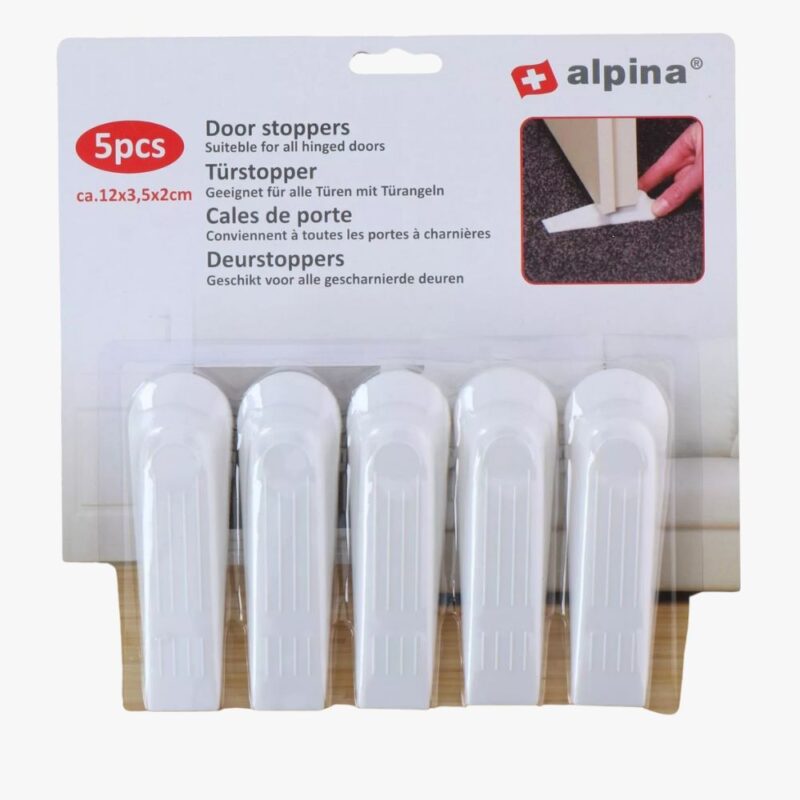 Door Wedge Stop Stopper For Home / Office Strong Plastic - White 5PCS