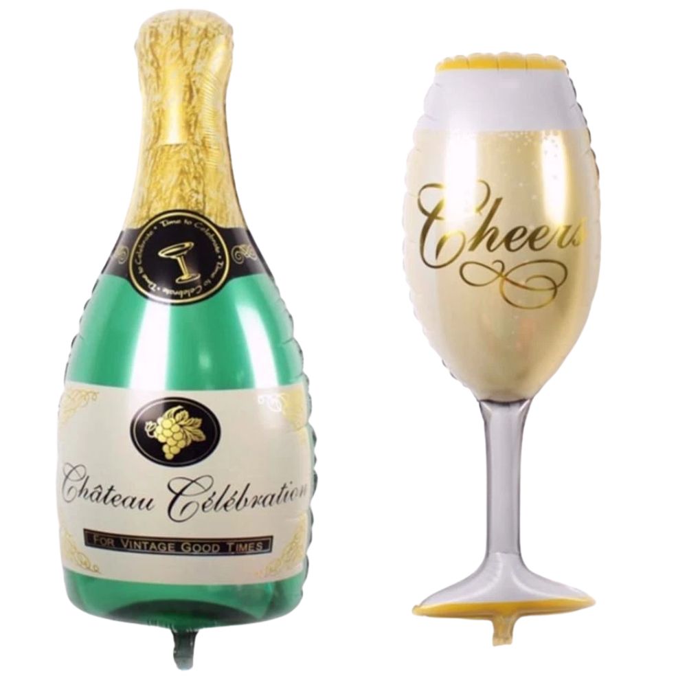 Champagne Bottle and Glass Balloons